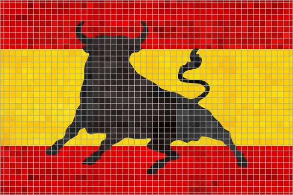 Mosaic Drapeau Espagne Avec Taureau Osborne Illustration Abstrait Mosaic Drapeau — Image vectorielle