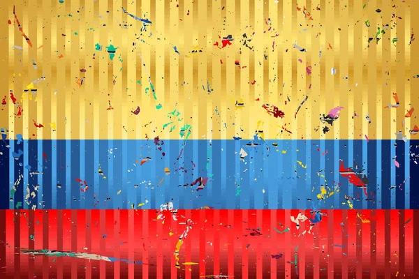 Colombia Vlag Met Kleurvlekken Illustratie Driedimensionale Vlag Van Colombia — Stockvector