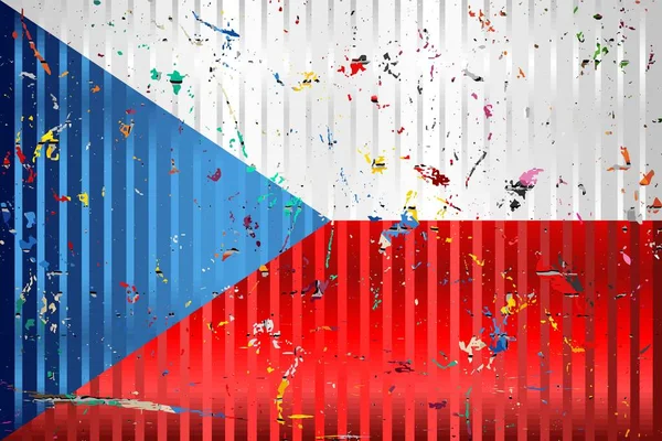 Czech Republic 色のついた旗 イラスト チェコ共和国の三次元旗 — ストックベクタ