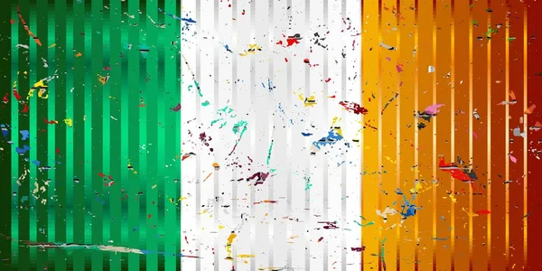 Ierse Vlag Met Kleurvlekken Illustratie Driedimensionale Vlag Van Ierland — Stockvector