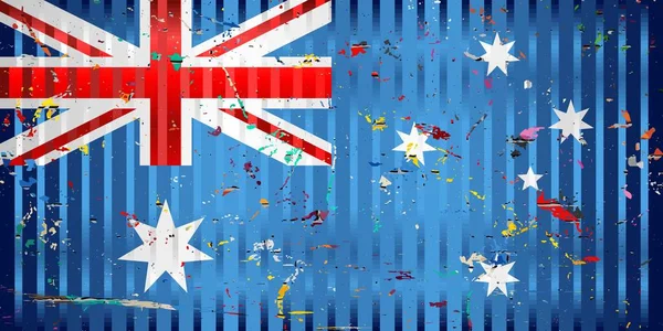 Australien Flagga Med Färg Fläckar Illustration Tredimensionell Flagga Australien — Stock vektor