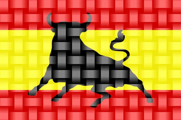 Spain Flag Osborne Bull Illustration Three Dimensional Flag Spain — Stock Vector
