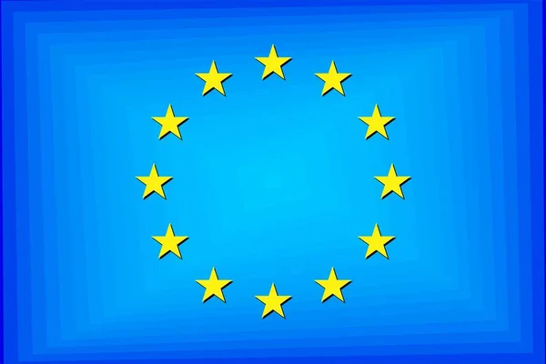 Bandeira Gradiente União Europeia Ilustração Bandeira Tridimensional União Europeia — Vetor de Stock