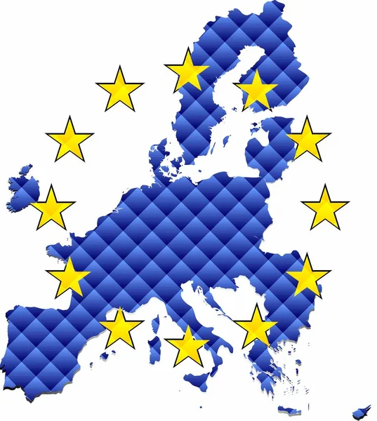 Mosaic Map European Union Illustration Three Dimensional Map European Union — 스톡 벡터
