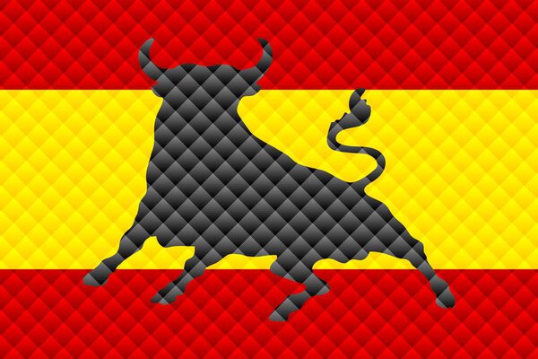 Mosaic flag of the Spain - Illustration, Three dimensional flag of Spain