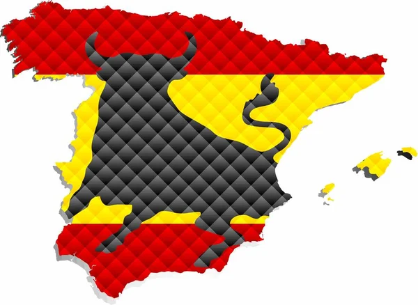 Mosaikkarta Över Spanien Illustration Tredimensionell Karta Över Spanien — Stock vektor