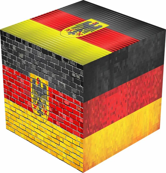 Germany Cube Ilustração Abstract Grunge Mosaic Flag Germany —  Vetores de Stock