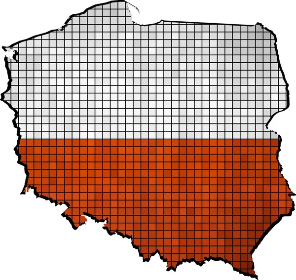Polenkarte mit Flagge im Inneren — Stockvektor