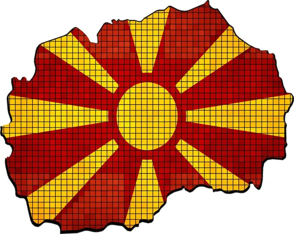 Χάρτης της Μακεδονίας, με σημαία μέσα — Διανυσματικό Αρχείο