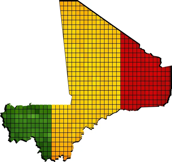 Mali karta med flagga inne — Stock vektor