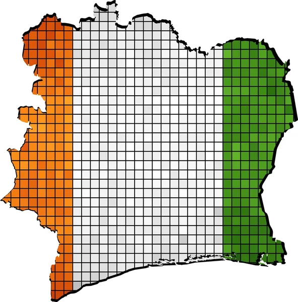 Ivory Coast kaart met vlag binnen — Stockvector