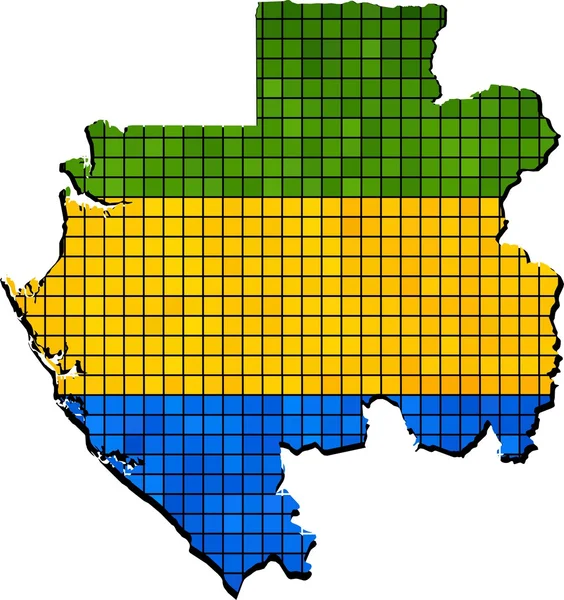 Gabon kaart met vlag binnen — Stockvector