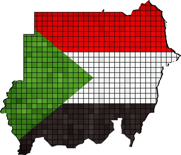 Sudão mapa com bandeira dentro — Vetor de Stock