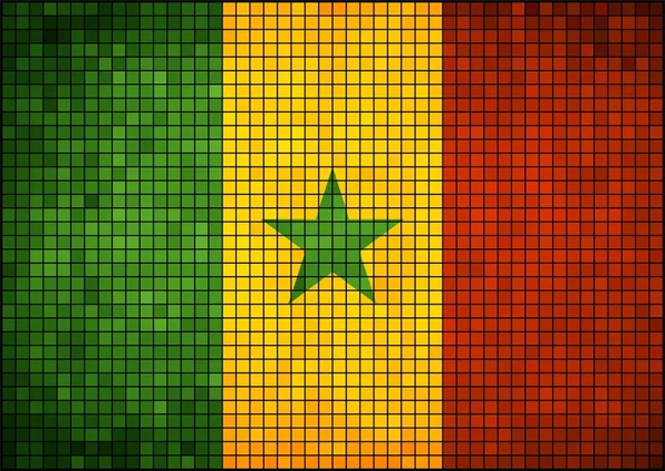 Abstrakcyjne mozaiki flaga Senegalu — Wektor stockowy