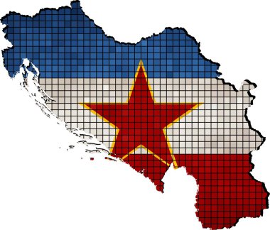 Yugoslavya harita içinde bayrak ile