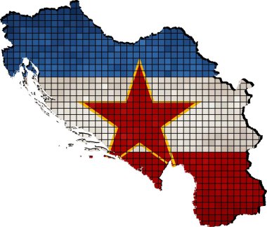Yugoslavia map with flag inside clipart