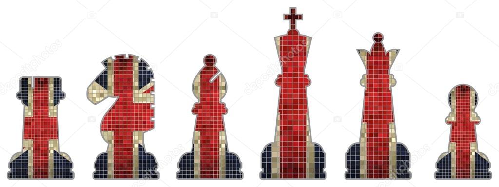 Chess pieces with Great Britain flag