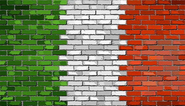 Grunge flag of Italy on a brick wall — Stock Vector
