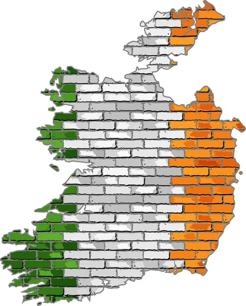 Ireland map on a brick wall — Stock Vector