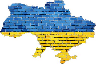 Ukraine map on a brick wall clipart