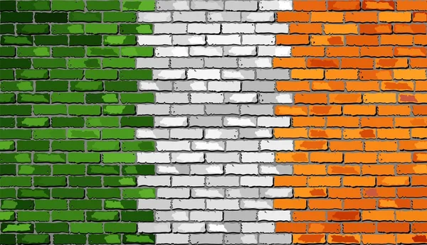 Grunge vlag van Ierland op een bakstenen muur — Stockvector