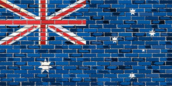 Bandiera di lancio dell'Australia su un muro di mattoni — Vettoriale Stock