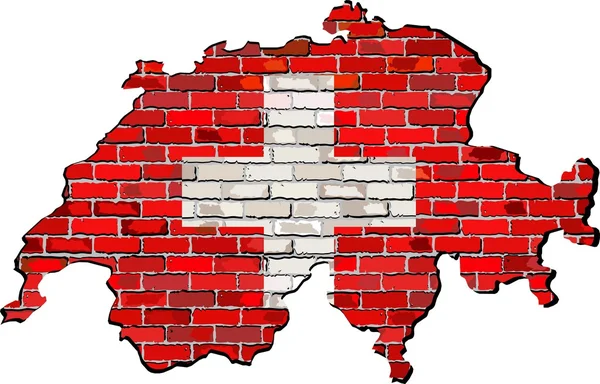 Schweiz-Karte auf einer Ziegelmauer — Stockvektor