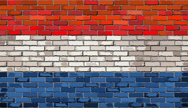 Grunge Flagge der Niederlande auf einer Ziegelwand — Stockvektor