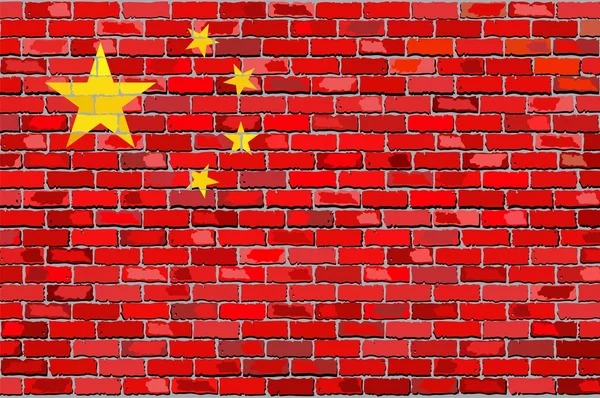 Гранж-флаг Китая на кирпичной стене — стоковый вектор