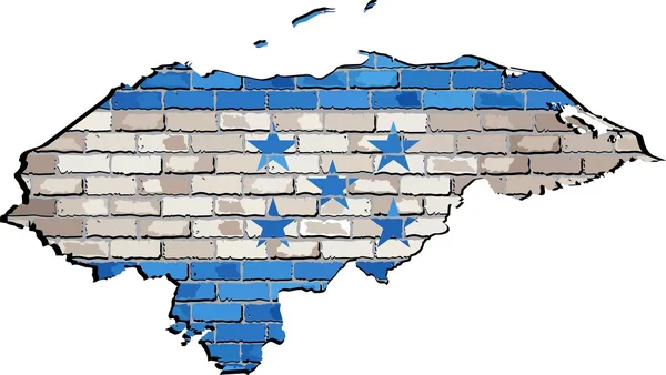 Honduras mappa su un muro di mattoni — Vettoriale Stock