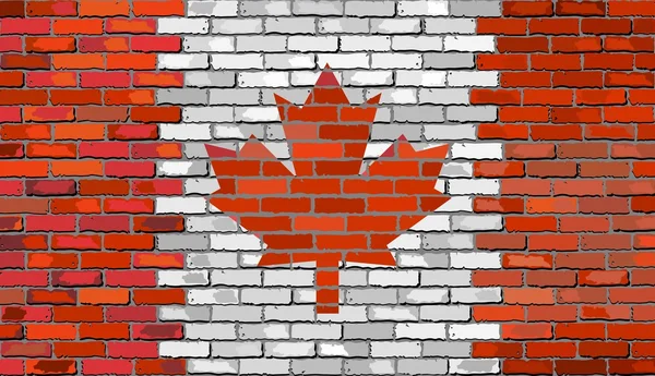 एक ईंट की दीवार पर कनाडा का ग्रंज ध्वज — स्टॉक वेक्टर