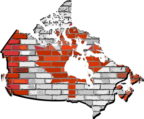 Canada kaart op een bakstenen muur — Stockvector