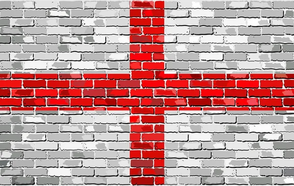 İngiltere'nin Grunge bayrakları bir tuğla duvar — Stok Vektör