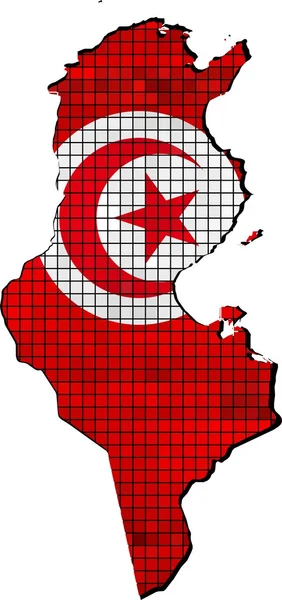 Tunisien karta med flagga inne — Stock vektor