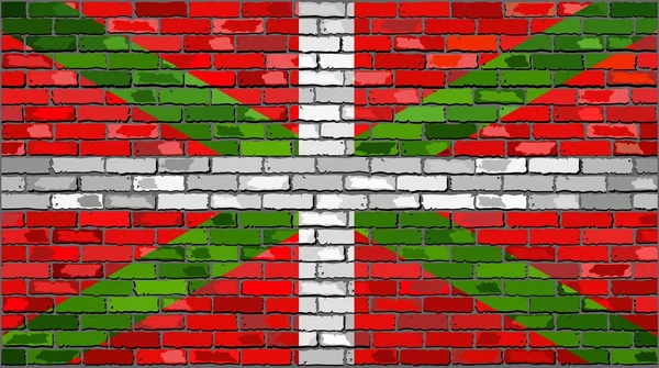 Grunge flagga baskiska på en tegelvägg — Stock vektor