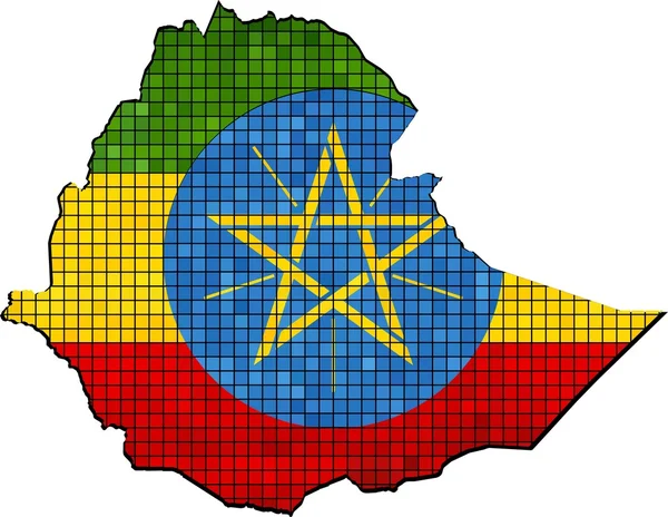 与国旗插到埃塞俄比亚地图 — 图库矢量图片