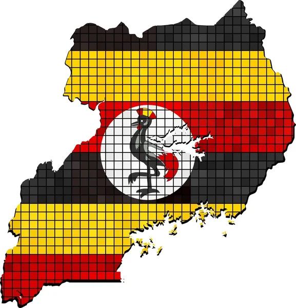 Uganda Térkép, zászló, belül — Stock Vector