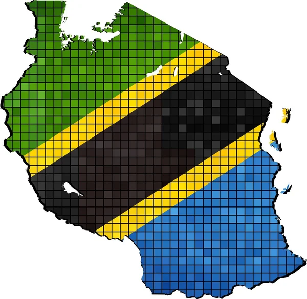 Carte Tanzanie avec drapeau à l'intérieur — Image vectorielle