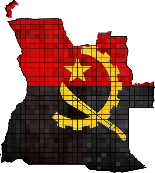 与国旗插到安哥拉地图 — 图库矢量图片