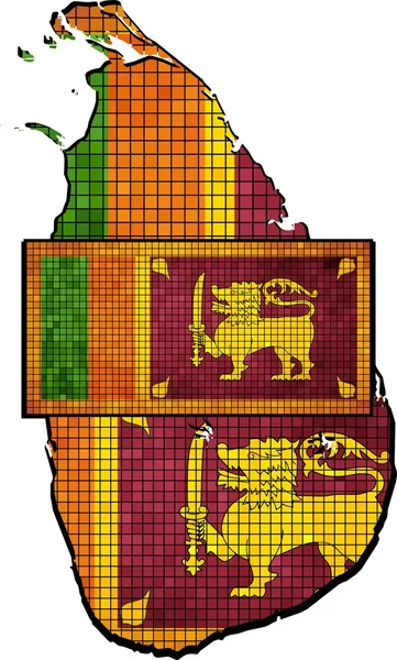 斯里兰卡地图与里面的旗子 — 图库矢量图片