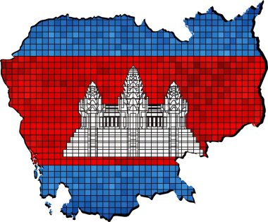 Kamboçya Haritası içinde bayrak ile
