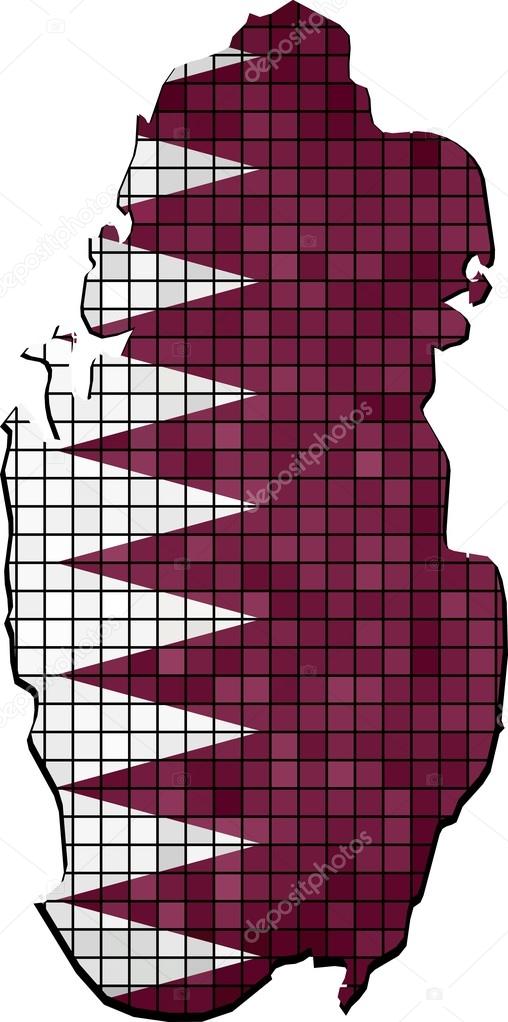 Qatar map with flag inside