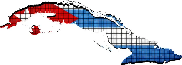 Cuba carte avec drapeau à l'intérieur — Image vectorielle