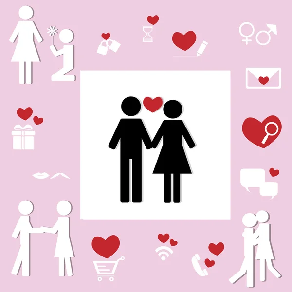 Amante pareja ícono de amor relación concepto — Archivo Imágenes Vectoriales