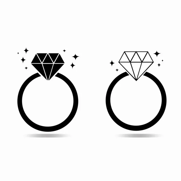 Anillo de compromiso diamante del concepto de amor — Vector de stock