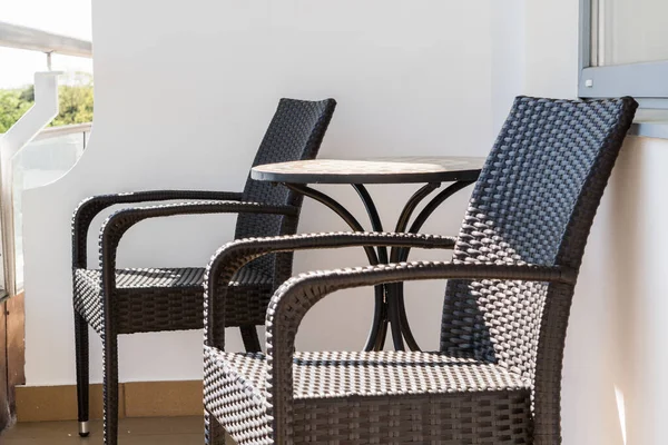 Two Chairs Sunset Watching Hotel Room Ocean View — Stock Photo, Image