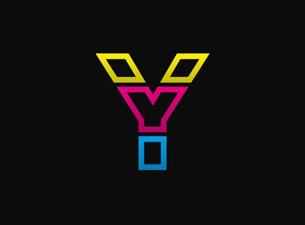 Логотип Буквы Векторный Шрифт Dynamic Cmyk Split Blue Pink Yellow — стоковый вектор