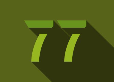 Uzun gölgeli 77 numara, yeşil kesim stili. Logo, marka etiketi, tasarım unsurları, şirket kimliği, uygulama ve daha fazlası için. Vektör düzenlenebilir illüstrasyon.