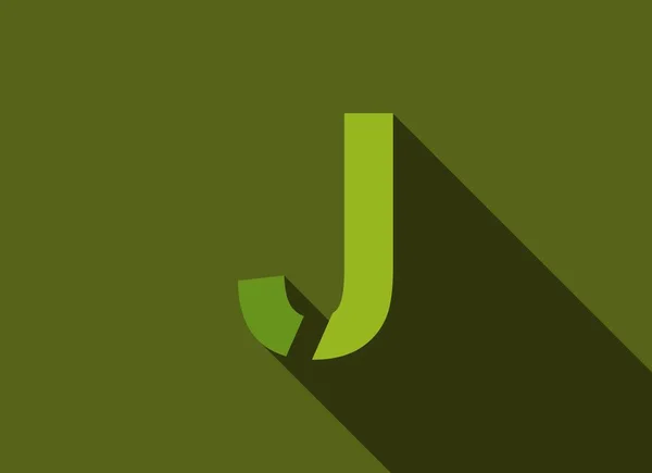 Carta Con Sombra Larga Colores Verdes Estilo Corte Para Logotipo — Vector de stock