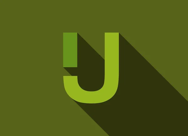 Lettera Con Lunga Ombra Colori Verdi Stile Taglio Logo Marchio — Vettoriale Stock